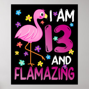 Poster Flamants roses  J'Ai 13 Flamazing Extraordinaire 1
