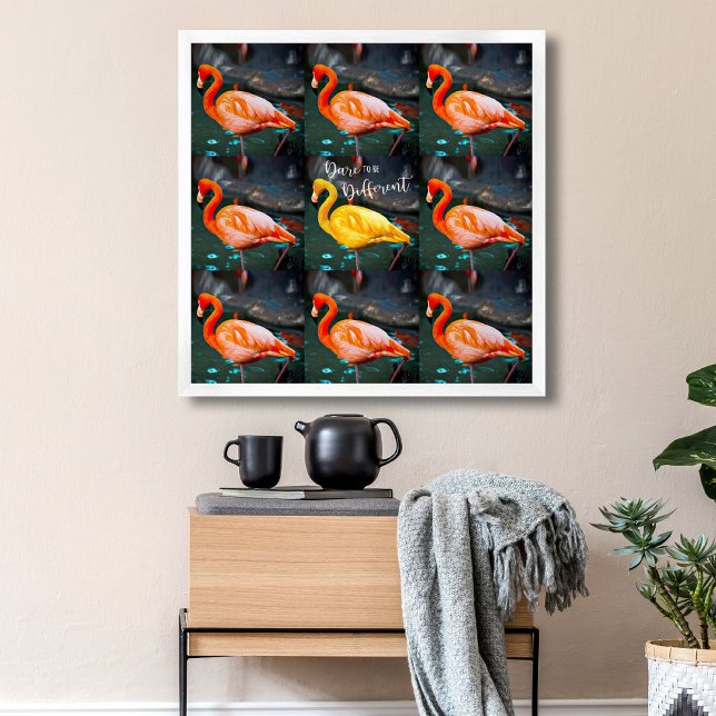 Poster Flamants roses roses Photo Oser être différent Scr (Créateur téléchargé)