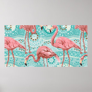 Poster Flamants roses sans soudure motif