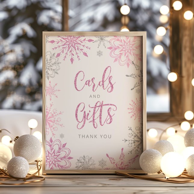 Poster Flambeaux d'argent rose hiver Cartes et cadeaux (Créateur téléchargé)