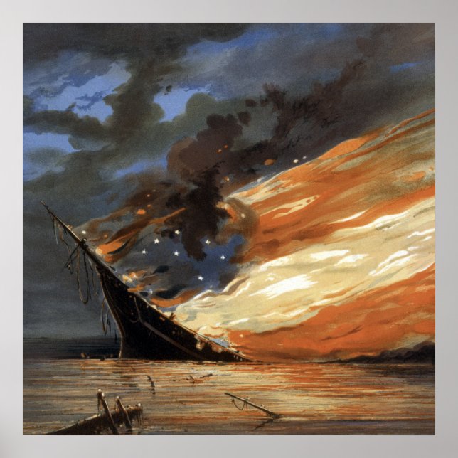 Poster Flambeaux de la guerre civile rebelle sur le feu d (Devant)