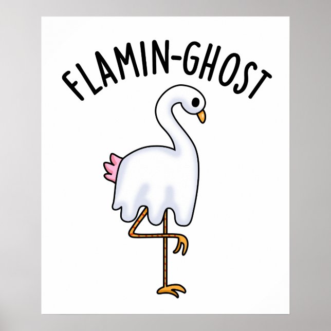 Poster Flamin-fantôme Funny Flamant rose Fantôme Pun (Devant)