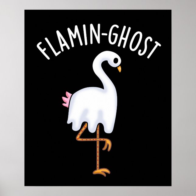 Poster Flamin-fantôme Funny Flamant rose Fantôme Pun Fant (Devant)