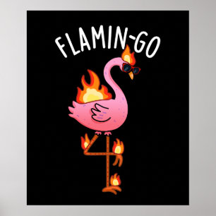Poster Flamin go Funny Flamant rose Pun Dark BG