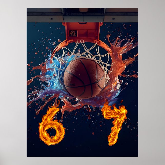 Poster Flaming Six Seven Basketball Scoring Thru Hoop (Devant)