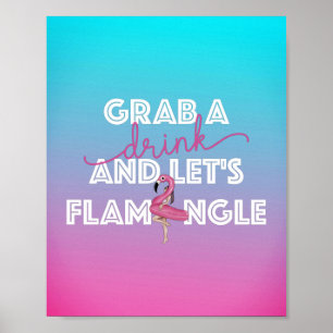 Poster Flamingle Pool Party Bar Ombre Signal