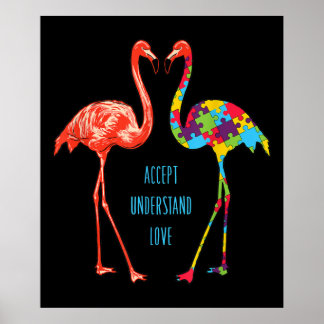 Poster Flamingo | Accept Understand Love Autism Flamingo