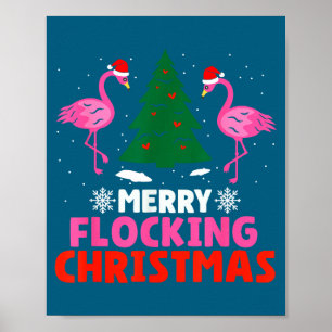 Poster Flamingo Joyeux Rassemblement de Noël Drôle de Noë