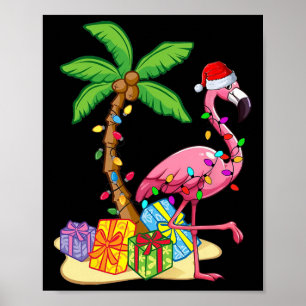 Poster Flamingo Rose Tropical Noël en Juillet Eté Pa