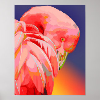 Poster Flamingo sunset