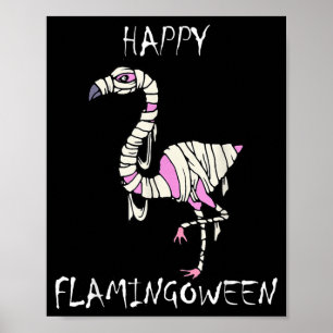Poster Flamingoween Drôle Halloween Flamant Rose