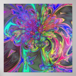 Poster Flamme de couleur - Turquoise & Violet Deva