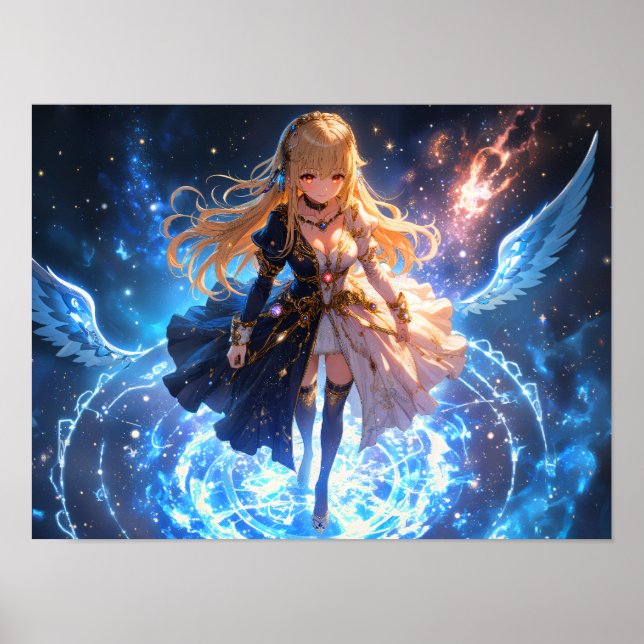 Poster Flamme Ethérée Fille de givre avec feu et ailes de (Devant)