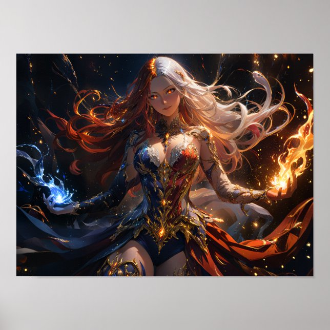 Poster Flamme infernale et givre Maîtresse fille (Devant)
