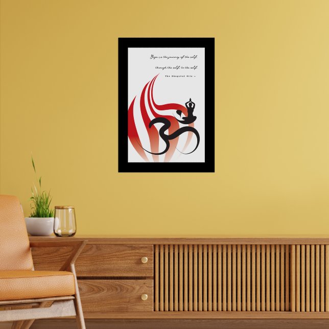 Poster Flamme Rouge Yoga & Moderne Zen Calligraphie Om Au (Salon 2)