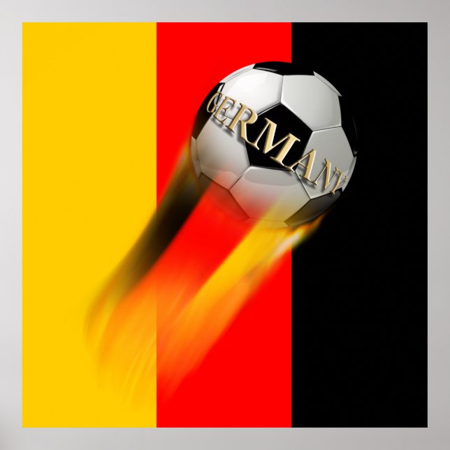 Poster Flammer Allemagne balle de football sur le drapeau (Devant)