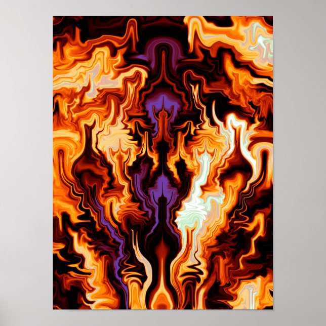 Poster Flammes Colorées Fractale (Devant)