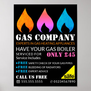 Poster Flammes colorées, Ingénieur en gaz & Fournisseur A