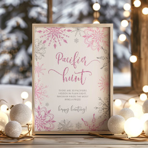 Poster Flammes de neige en argent rose Jeu de chasse au P