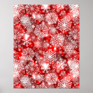 Poster Flammes de neige sur rouge