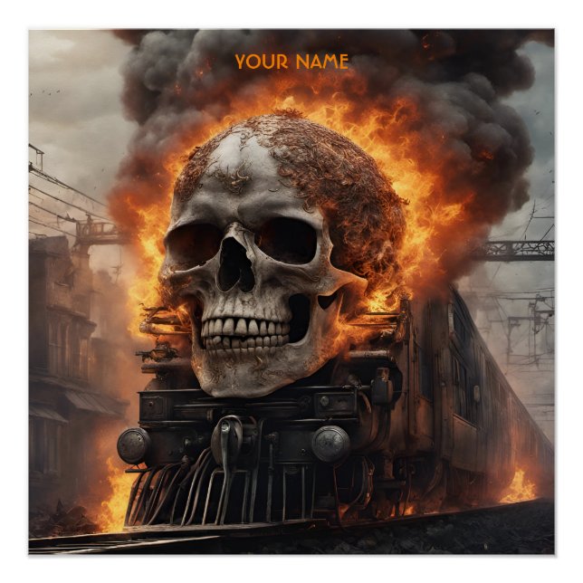 Poster Flammes du train crâne Imaginaire (Devant)