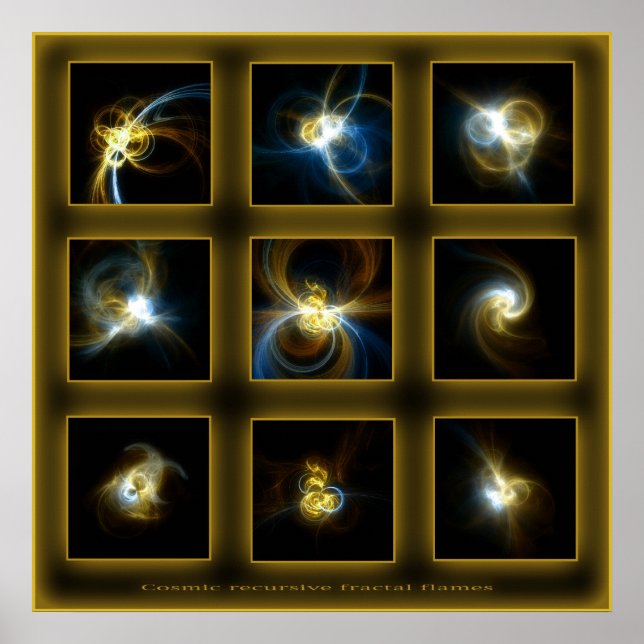 Poster Flammes Fractales Comp. -beige (Devant)