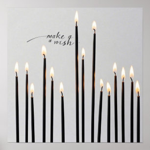 Poster Flammes minimalistes de bougies lumineuses à ligne