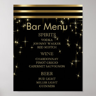 Poster Flammes Noir & Or avec Barres - Menu Bar