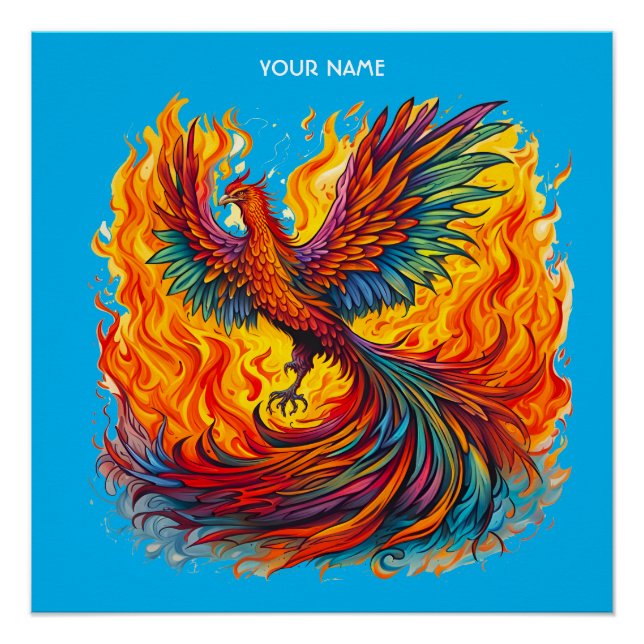 Poster Flammes Phoenix de l'Imaginaire mignon (Devant)