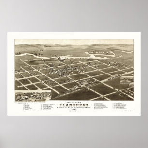 Poster Flandreau, SD Carte panoramique - 1883