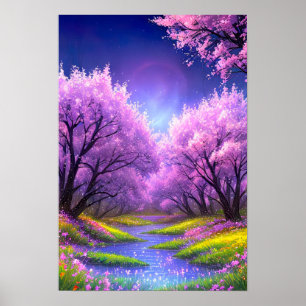 Poster Flâner le long de l'allée de Cherry Blossom