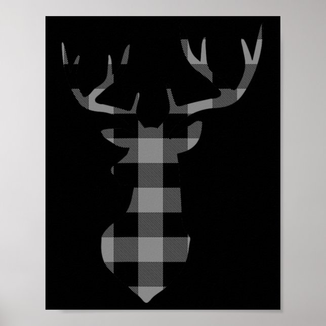 Poster Flannelle Plaid De Buffle Gris Et Noir Christmas D (Devant)