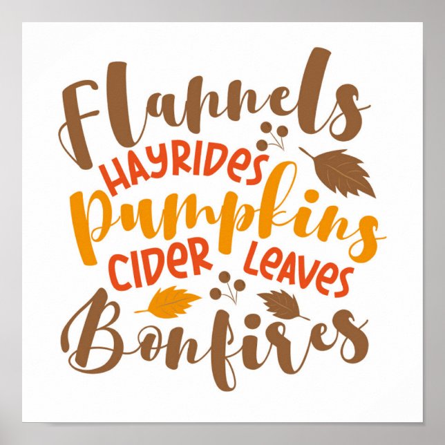 Poster Flannels Hay Rides Citrouille cidre Feuilles Bonfi (Devant)