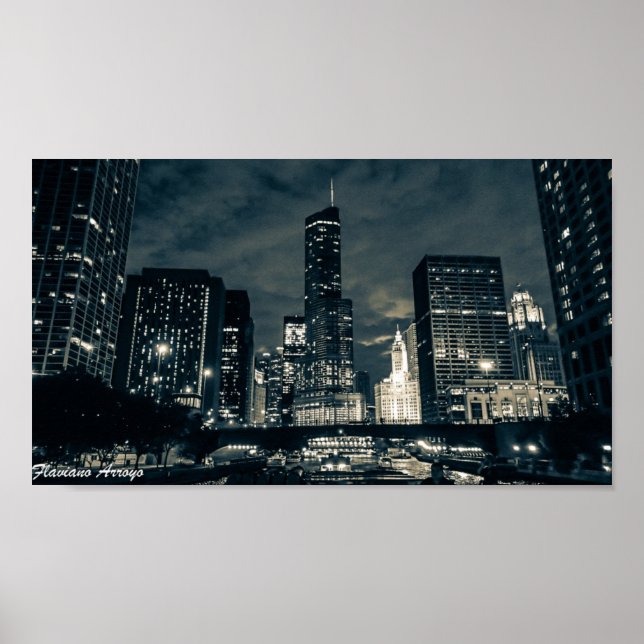 Poster Flaviano Arroyo - Chicago Par Nuit 1 (Devant)