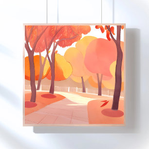Poster Flèche d'automne   Aquarelle Abstraite