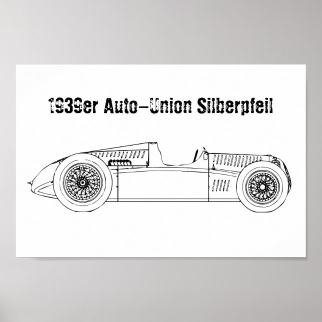 Poster Flèche en argent de l'auto-union allemande 1939 (Devant)