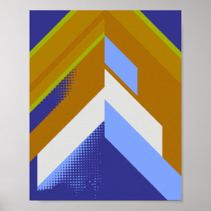 Poster Flèche géométrique en gras Abstrait en bleu et ora