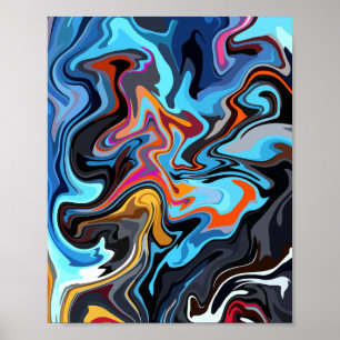 Poster Flèches Abstraites dynamiques avec bleu, orange et