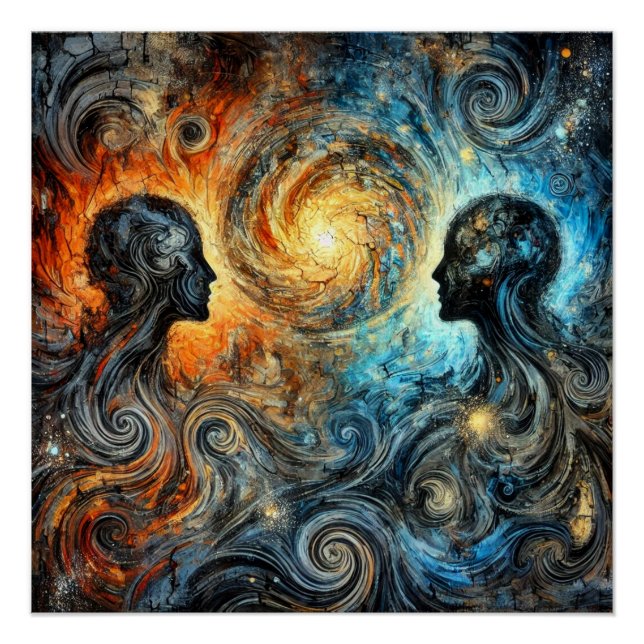 Poster Flèches et silhouettes éthérées (Devant)