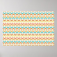 Flèches rétro Chevron Orange Turquoise or Motif