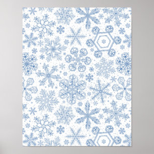 Poster Fléchettes de neige grises sur blanc