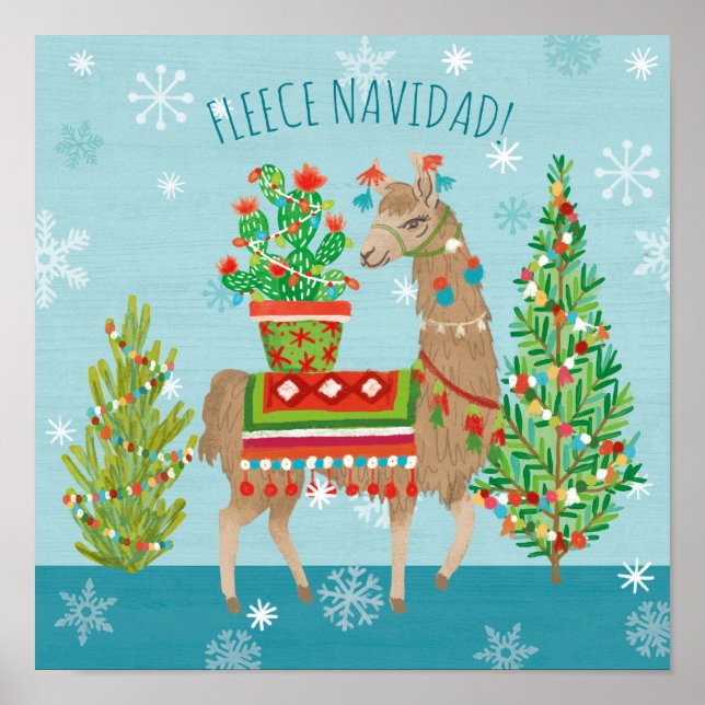 Poster Fleece Navidad | Joli Noël des lamas (Devant)