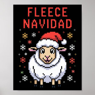 Poster Fleece Navidad Ugly Sweat drôle Mouton de Noël