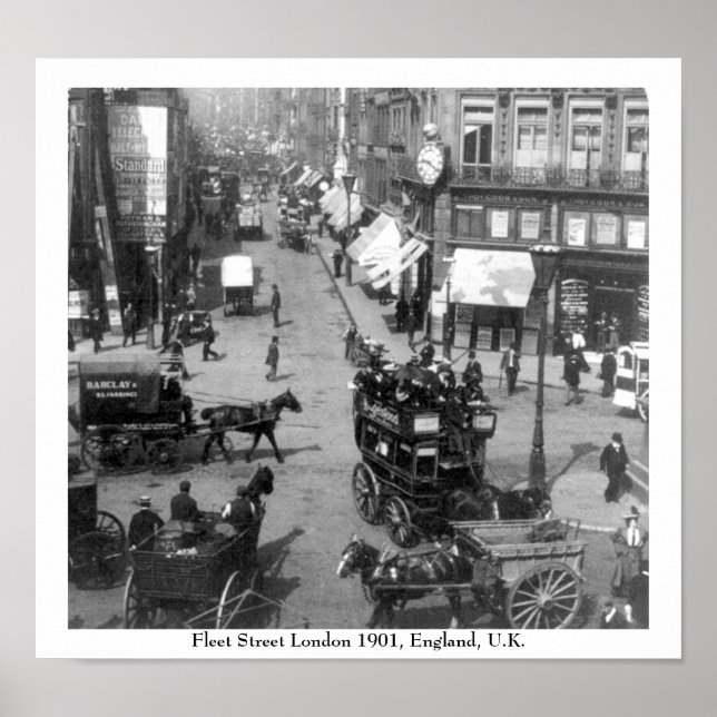 Poster Fleet Street Londres 1901 Angleterre (Devant)