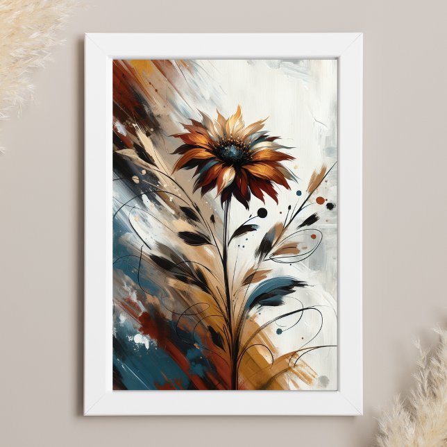 Poster Fleur Abstrait Floral Art en Terracotta (Créateur téléchargé)