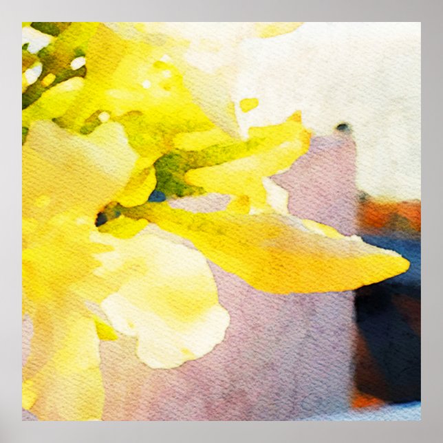 Poster *~* Fleur AP10 Aquarelle de pêche jaune (Devant)