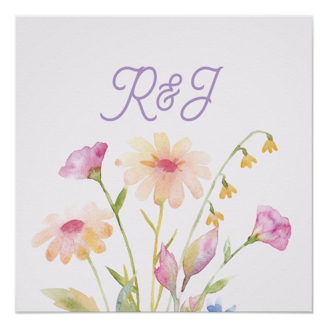 Poster fleur aquarelle modifiable  (Devant)
