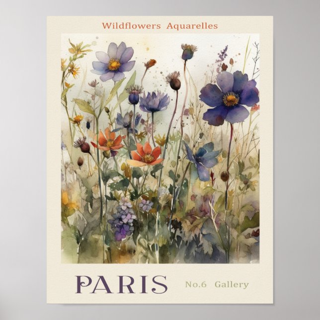 Poster Fleur Aquarelles Market Paris No 6 Galerie (Devant)
