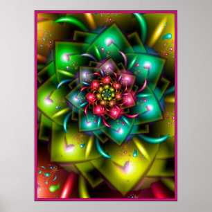 Poster Fleur arc-en-ciel colorée
