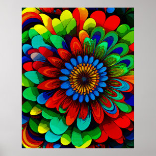 Poster Fleur arc-en-ciel colorée 104